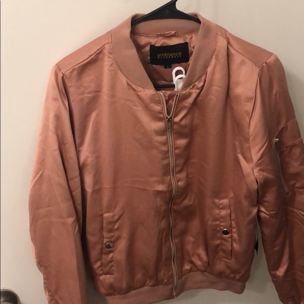 Pink satin bomber jacket